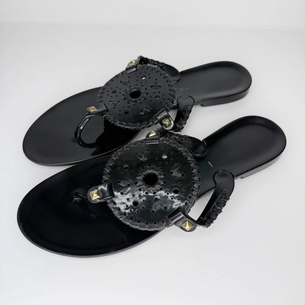 Jack Rogers Black Georgica Jelly Thong Sandal Women’s 10